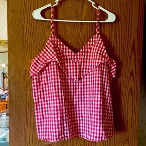 red & white gingham tank